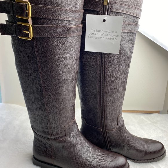 Franco Sarto Christoff Tall Brown Leather Riding Boots, NEW, Wide Calf, size 6.5 - Picture 3 of 10
